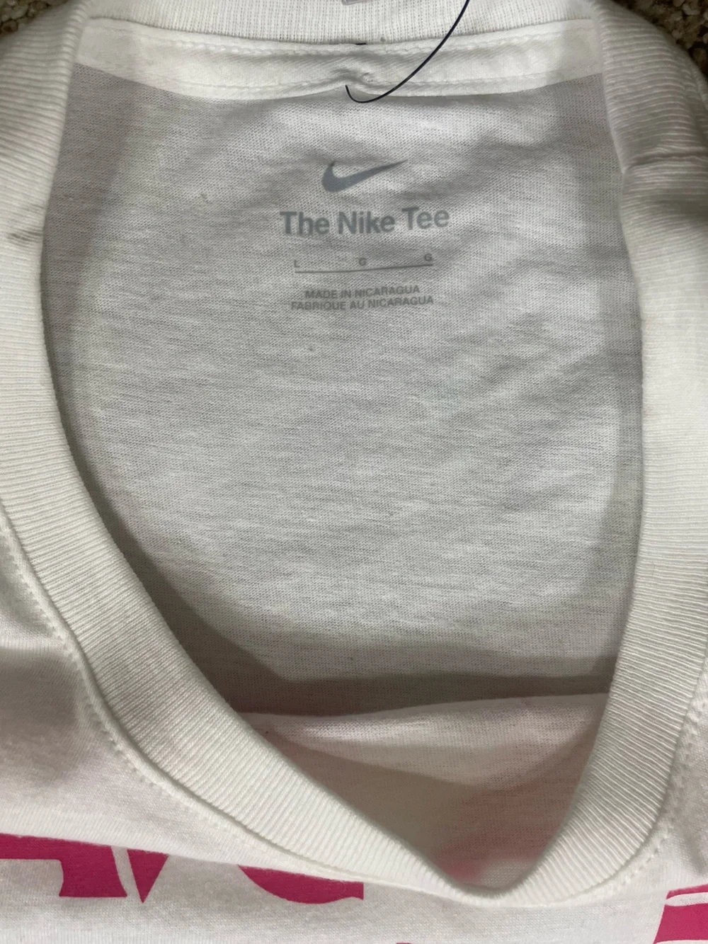 Nike White Tee with Pink 'Have A Nike Day' Smiley Graphic (I) NWT